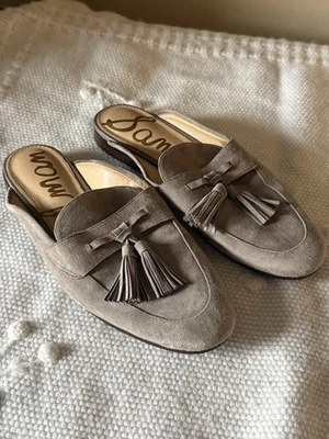 Zapatos Sam Edelman Gris Gamuza París Borla Mules Cuero Planos Slides Mujer’s 8.5 Foto 1 de 4