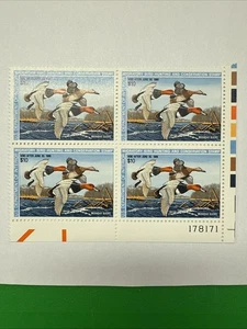 Bloque de 4 platos de caza de aves migratorias de Estados Unidos 1887-1988 'Cinnamon Teal' MNH - Imagen 1 de 2