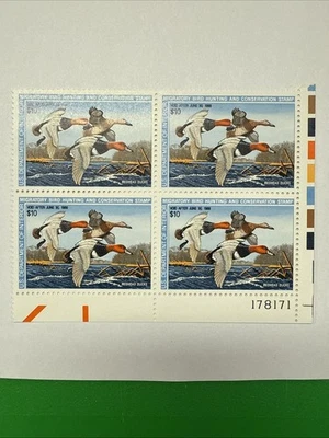 1887 - 1988 US Migratory Bird Hunting 'Redhead Ducks' MNH Plate Block of 4 - Image 1 of 2