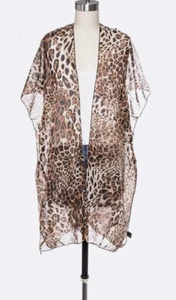 Leopard Printed Half Sleeve Kimono Summer Cardigan - Picture 1 of 3