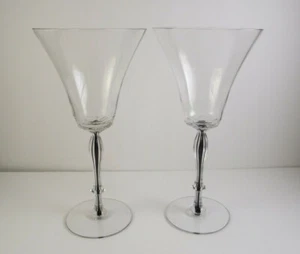 2 Morgantown Lexington Black 7.5" Water Glasses Goblets Cased Stem   - Picture 1 of 4