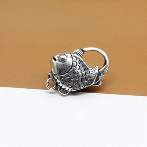 925 Sterling Silver Fish Claw Lobster Clasp for Bracelet Necklace Connector - Picture 1 of 5