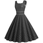 Damen Polka Dot Swing Kleid Hepburn Skater Dress Retro Style Partykleid