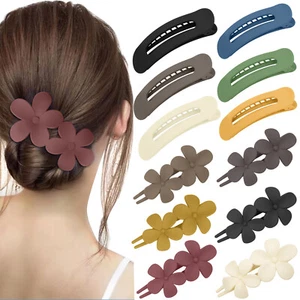 12Pcs Non-Slip Flat Flower Hair Clips Matte French Hair Barrette for Women Girls - Picture 1 of 6