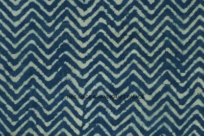 25 YD Indian Hand Block Natural Dabu 100% Print Pure Cotton Indigo Blue Fabric  - Image 1 of 3