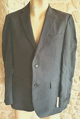 Veste bleue avec lin neuve marque Griffe Noire taille 48 étiquetée à 199€ (mer) - Photo 1/4