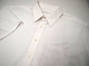Van Heusen Mens Dress Shirt 17 Solid White Short Sleeve Button Cotton Workwear