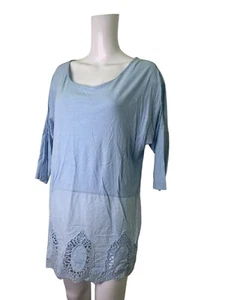 POMODORO Top Tunic Size 16 Large Sky Blue Cotton 3/4 Womens NEW EU44 RRP £48 - Picture 1 of 12