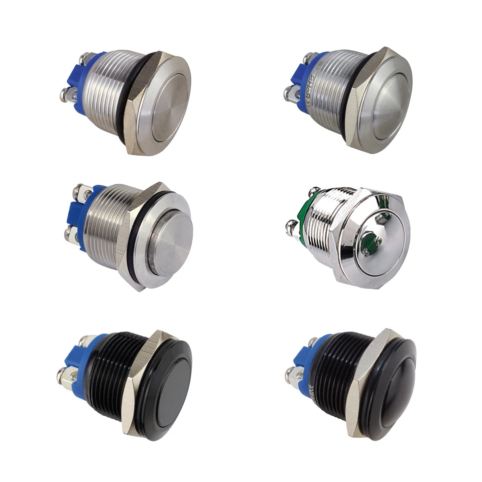 Pulsador pulsador botón pulsador Ø19 mm cierre acero inoxidable aluminio niquelado - Imagen 1 de 1