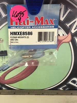 Heli-Max HMXE 8586 FLYBAR PESAS (2) HACHA CXn original nuevo en paquete enviado al USS Foto 1 de 2