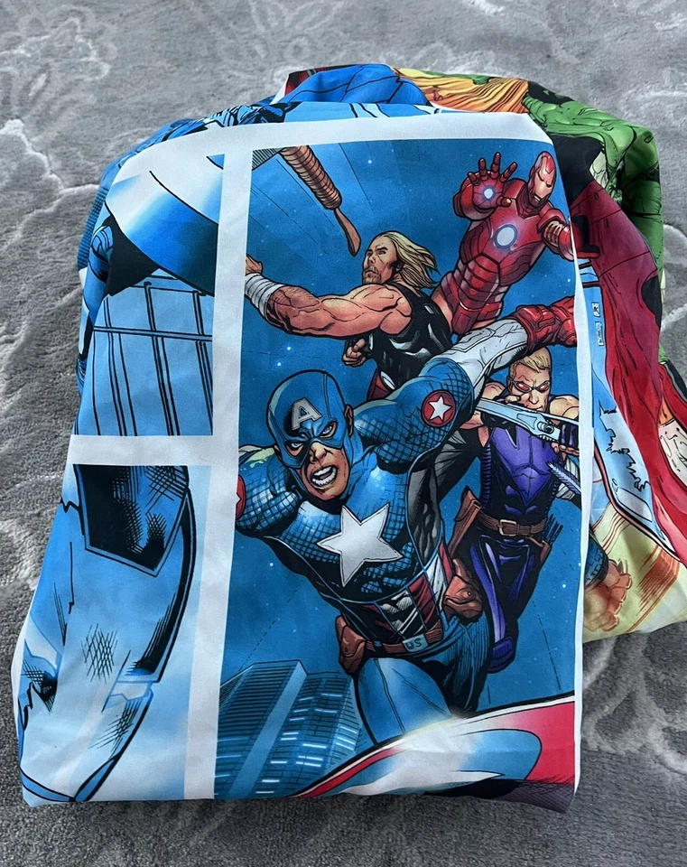 Juego completo de sábanas dobles Marvel de 2 piezas Avengers Assemble ropa de cama azul Foto 1 de 4
