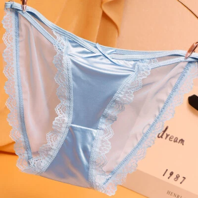 5 Pack Lot Sexy Womens Sheer Satin Panties Bikini See Through Lingerie Underwear - Image 1 of 4