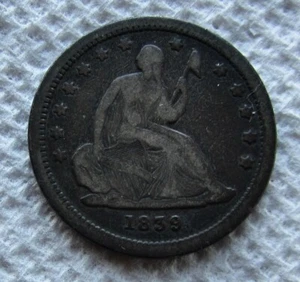 1839 NO Drapery Seated Liberty Silver Quarter Early Rare Key Date VF Cleaned - Picture 1 of 3