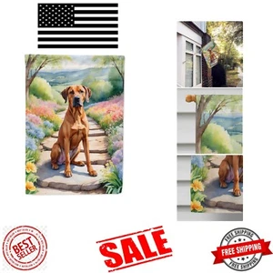 Vibrant Rhodesian Ridgeback Spring Path House Flag - Weather-Resistant 40” x 28” - Picture 1 of 9