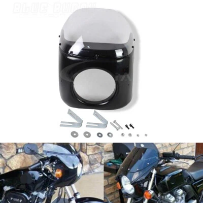 Carenado de faros negro de 7" pantalla transparente para Honda GL 500 650 1000 1100 Yamaha XS Foto 1 de 4