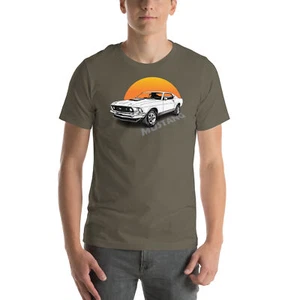 Unisex T-shirt with Vintage Mustang Car Print - Picture 1 of 16