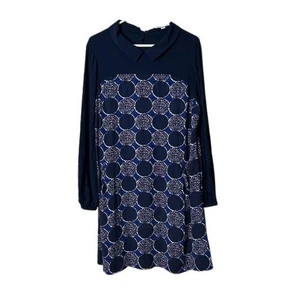 Boden navy blue highbury peter pan collar dot print dress womens 14 - Picture 1 of 11