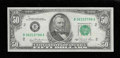 1981 $50 Bill New York (B)  1981  $50 Note  B-A  Fifty Dollar Circulated---Fine - Image 1 of 2