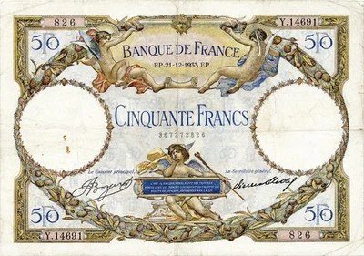 FRANCE banknote 50 Francs "Luc Olivier Merson" 21.12.1933. VF+ Choice Very Fine - image 1 of 4