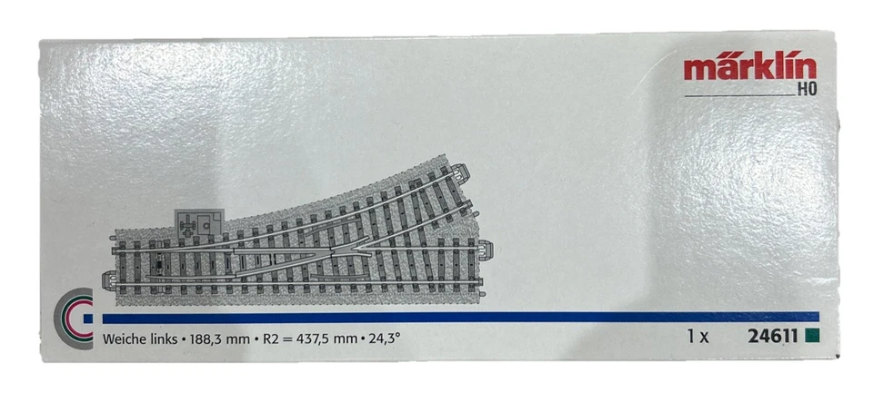 Märklin HO C Track 24611 LH Turnout- New - Image 1 of 1
