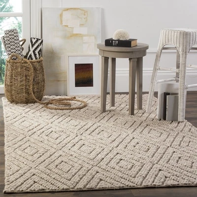 Natura Collection Accent Rug - 4' x 6', Beige, Handmade Wool, Ideal for High ... - Image 1 of 4
