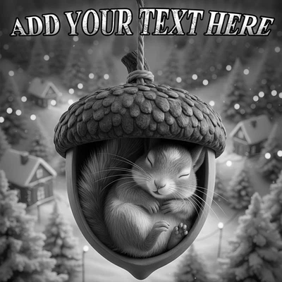 Christmas Laser Engraved Squirrel in Acorn Wood Plaque 10x10 Personalized Gift - Image 1 of 4