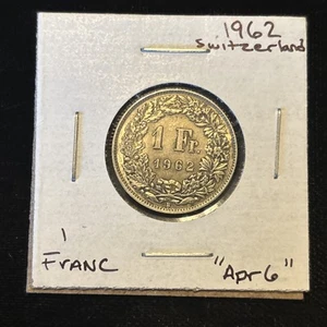 1962 Switzerland Franc Silver Circulated “apr6” Swiss 1 Fr World Coin - Picture 1 of 21