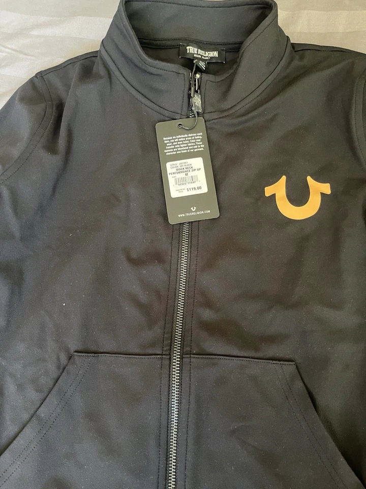 Chaqueta de motociclista True Religion negra de mezcla de algodón talla mediana Foto 1 de 1