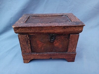 Caja de documentos de pino americano de 7" arte popular antiguo de 1790 cajón oculto superficie original Foto 1 de 4