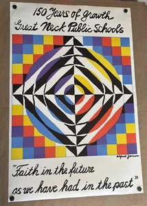 Póster de Alfred Jensen 1965 Great Neck Escuelas Públicas DE COLECCIÓN ORIGINAL RARO Op Art - Imagen 1 de 1