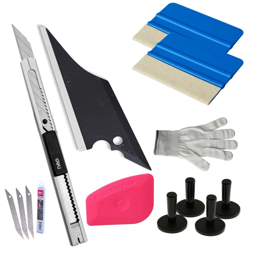 EASY-FOLIEN Folierung Set Magnet Folienmesser Handschuh Profi Folierung - Wool Rakel MW11