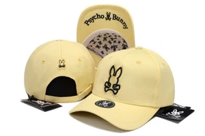 Psycho Bunny Men Women Skull Rabbit Yellow Snapback Hat Baseball Sun Caps - Picture 1 of 2