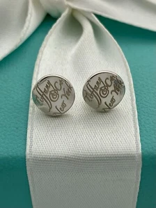 Tiffany & Co Sterling Silver Notes New York Circle Round Stud Earrings. Retired - Bild 1 von 11