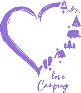 HEART LOVE CAMPING RV CAMPING DECAL STICKER - Picture 1 of 1