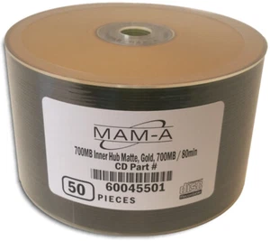 50-Pak MAM-A (Mitsui) GOLD/GOLD 52X 80-Min Archival CD-R's, Mitsui 45501 - Picture 1 of 2