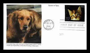 DOG CAT PUPPY KITTEN NEUTER OR SPAY 2002 MYSTIC CACHET FDC VF UNADDR - Picture 1 of 2