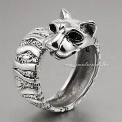 Anillo de plata esterlina 925 con leopardo Big Cat tamaño libre joyería punk 8E002D EE. UU. 9~12,5 Foto 1 de 4