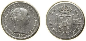 Spain 1852 1 Real Silver (.900) XF - Picture 1 of 1