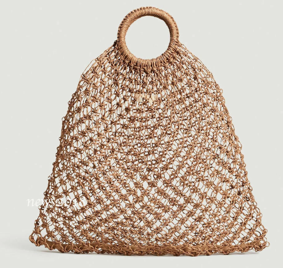 MANGO NUEVO MUJER Bolso de malla yute marrón medio Bolso shopper REF. 33007013 Foto 1 de 1