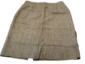 Bloomingdales Womens pencil Skirt brown plaid Size 14 lined wool/rayon zipper - Picture 1 of 9