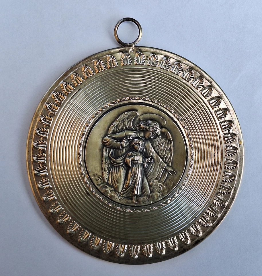 Antico capoletto culla neonato argento 800 porta fortuna angelo custode bambina - Immagine 1 di 4