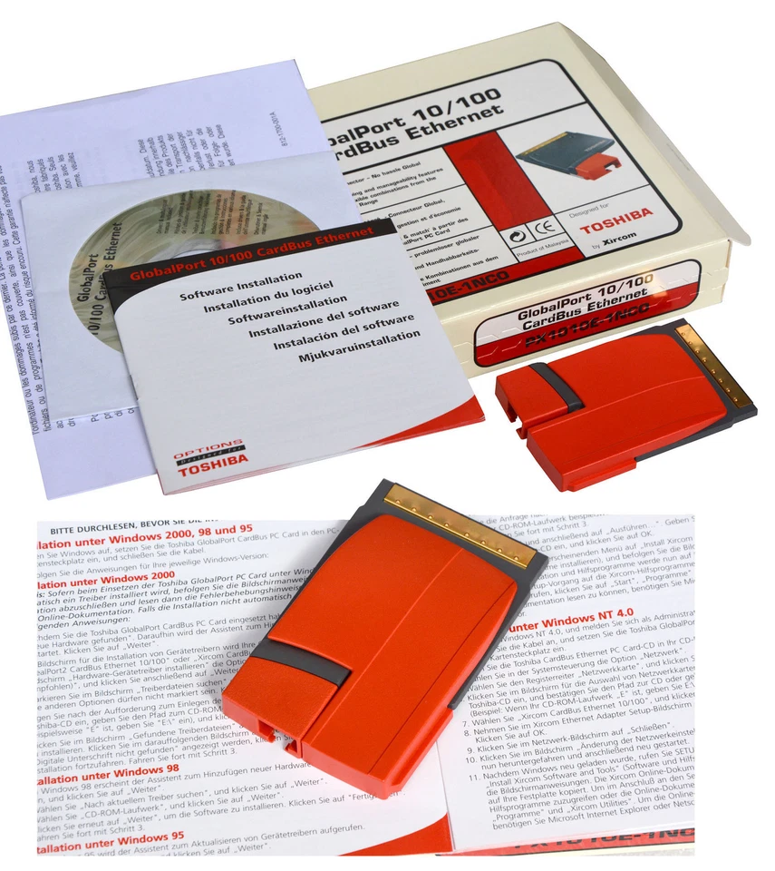 CardBus PCMCIA 10/100 Notebook LAN Card Network Card Toshiba Xircom Win95 T66 - Image 1 of 1