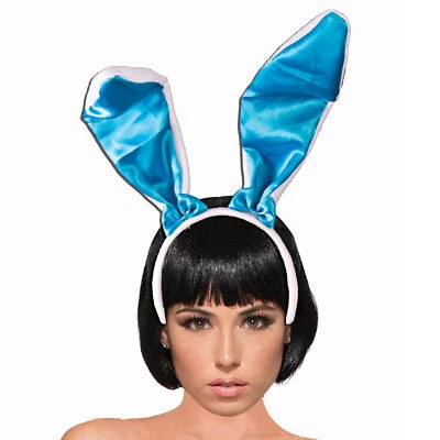 Forum Novelties Satin Color 9.5" Tall Easter Bunny Ears Blue Polyester Headba... - Image 1 of 3