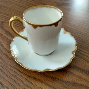 Vintage Theodore Haviland Limoges France Tea cup and Saucer Miniature W/Gold Rim - Picture 1 of 11
