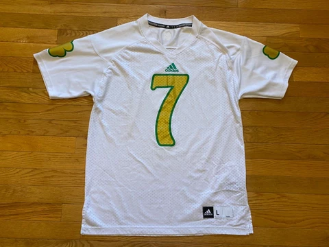 Notre Dame Football Jersey ADIDAS Sz L #7 SHAMROCK SERIES Gold White Cover