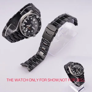 Cinturino Orologio Cinturino In Acciaio 22mm Solido Curvo Tutto Nero 316L per SKX 007 - Foto 1 di 6