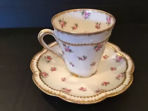 Haviland Limoges France Wilton Double Gold Demitasse Chocolate Cup & Saucer - Picture 1 of 7