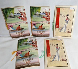 5 Vintage Sets Chinese Sandalwood Factory Bookmarks Tasseled West Lake China Art - Imagen 1 de 13