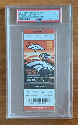 PSA 9 - PEYTON MANNING 462 YDS 7 TDS - RAVENS @ BRONCOS 2013 NFL BOLETO COMPLETO Foto 1 de 2