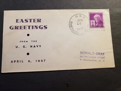 Destroyer USS GHERARDI DMS-30 Naval Cover 1947 GRAF EASTER Cachet - Image 1 of 2